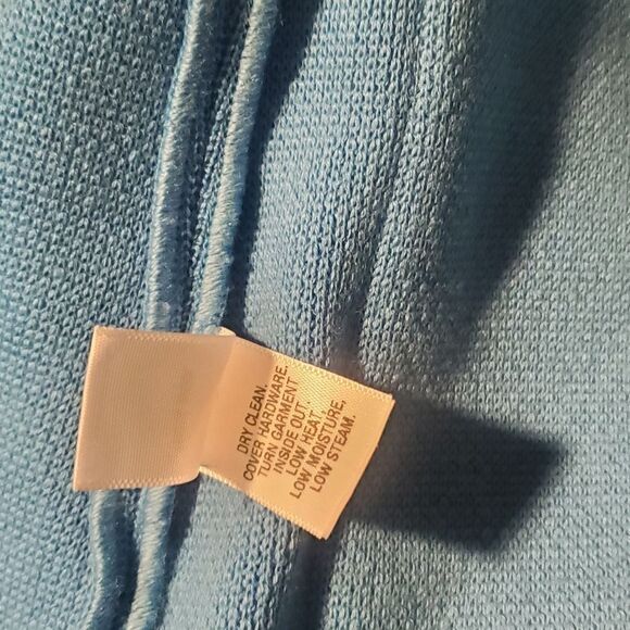 St. John Light Blue 100% Wool Knit Jacket Women’s Classic Open Front Blazer - Picture 13 of 15